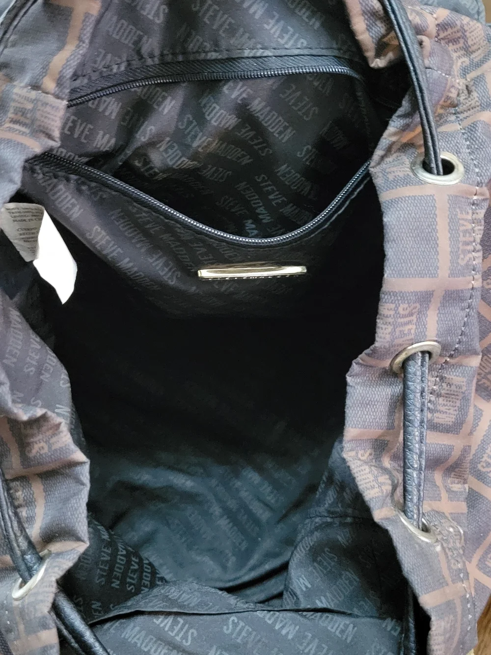 Steve Madden Brown Logo Backpack